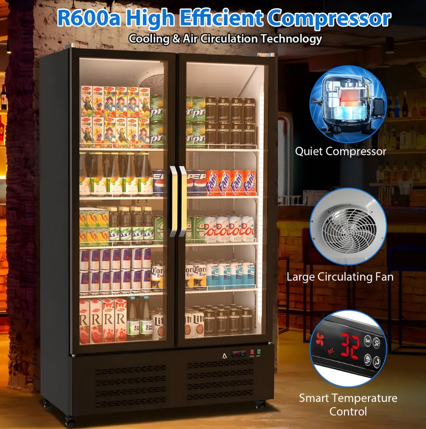 2 Door Beverage Cooler
