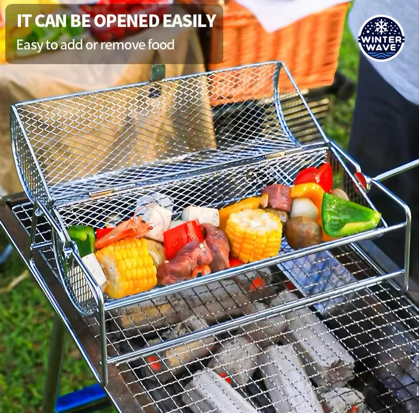Rolling BBQ Mesh Basket