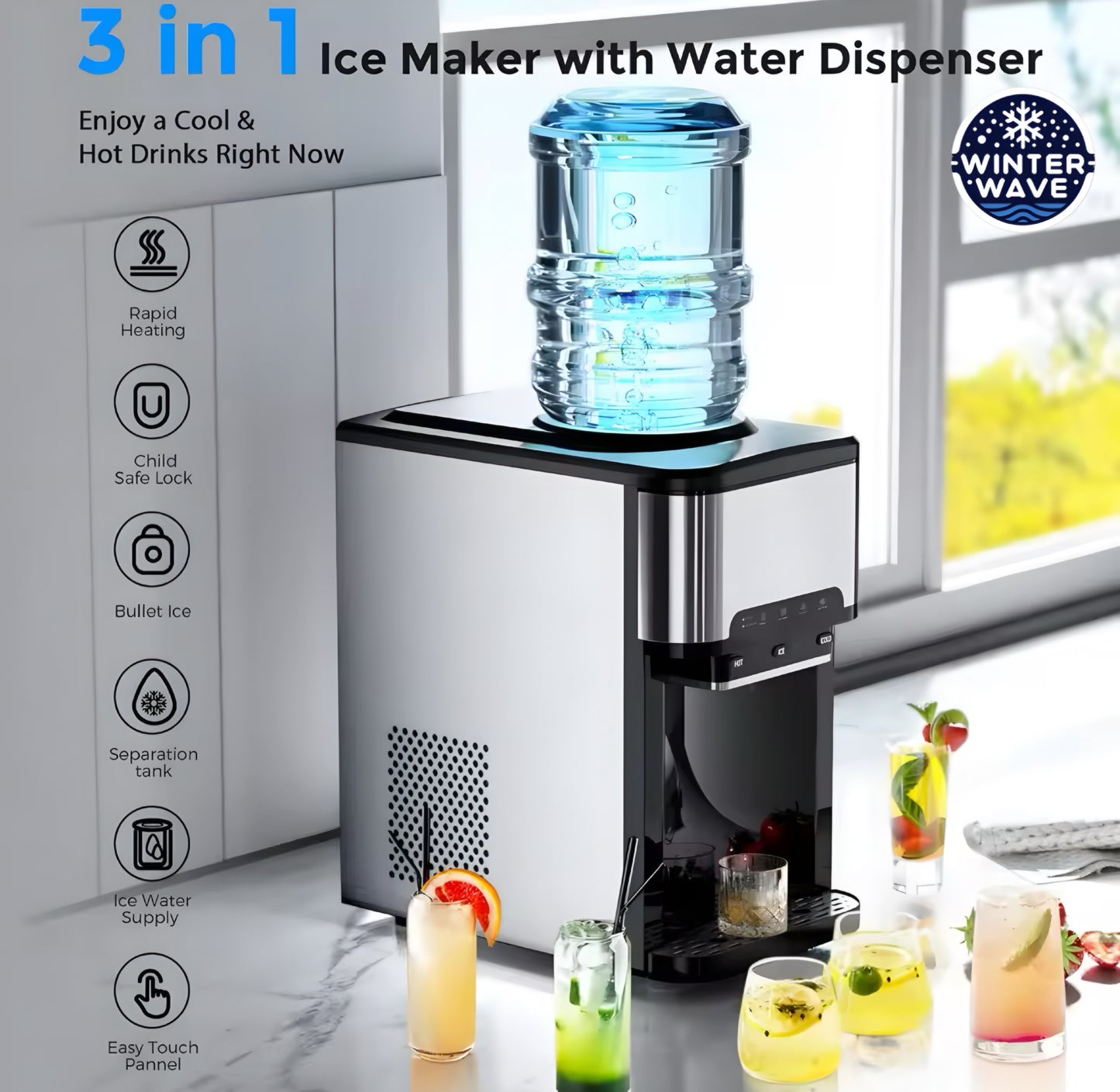 3 in 1 Hot/Cold Water Dispenser Ice Maker