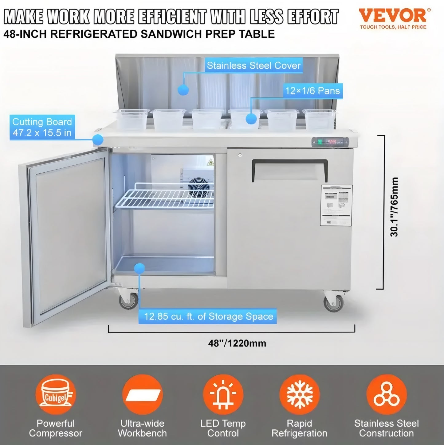 Commercial Fridge Table Food Prep Station