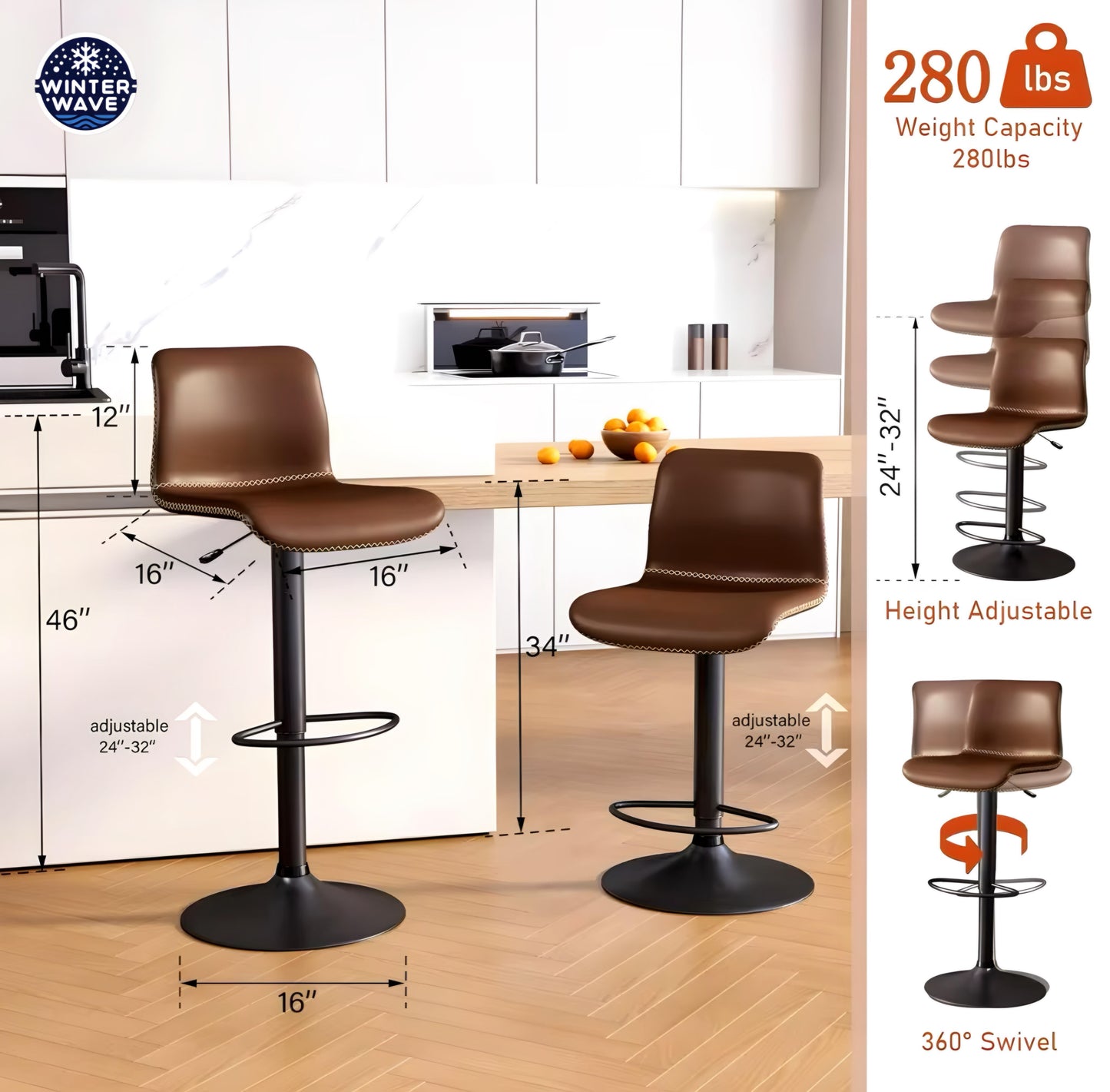 Luxury Bar Chairs 3 PCS