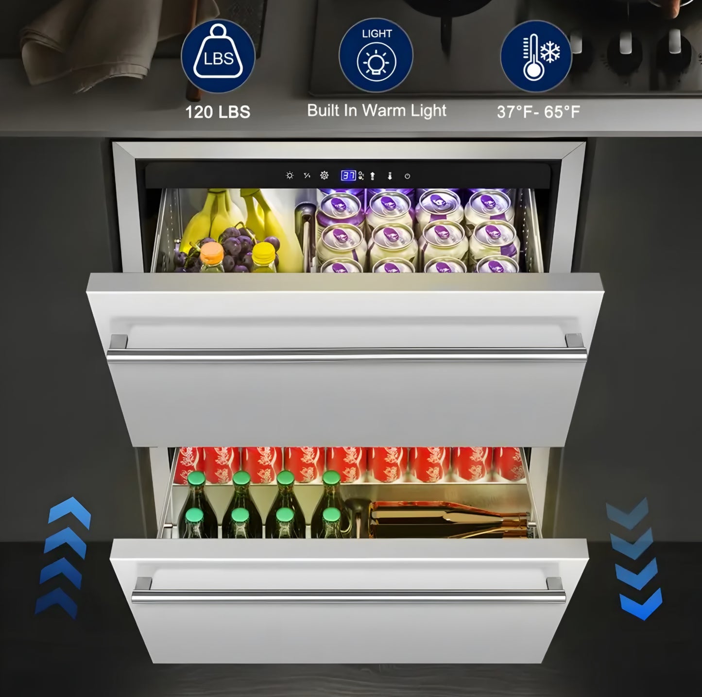 Undercounter 2 Drawer Fridge Cooler