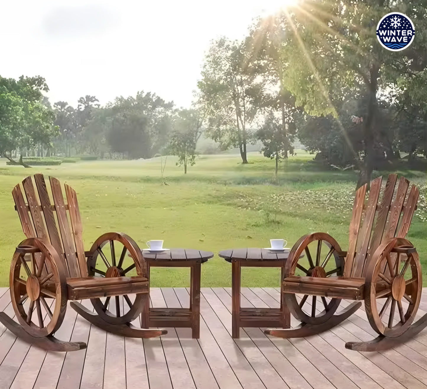 Outdoor Wooden Rocking Chairs 2 PCS