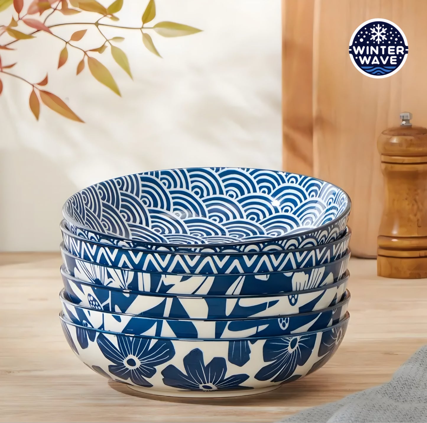 Blue Ceramic Bowls 6 PCS