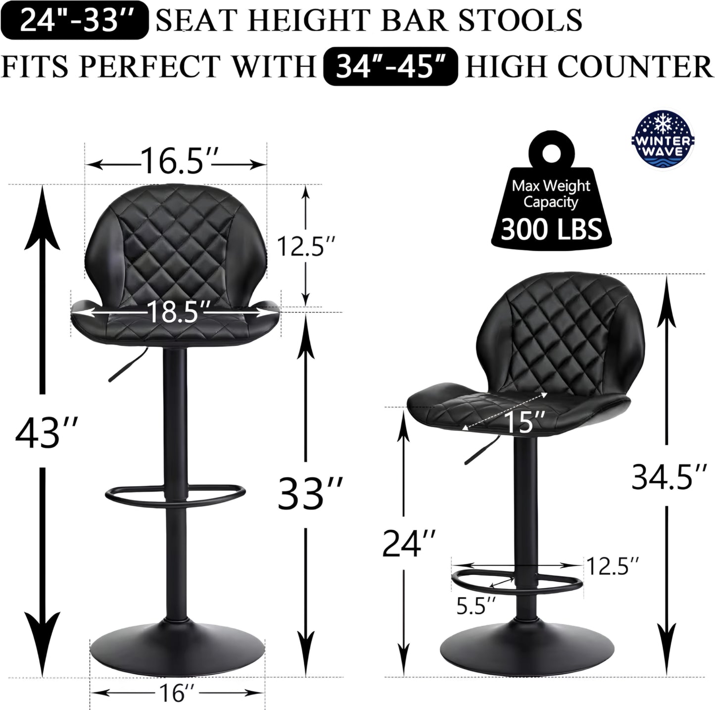 Luxury Bar Chairs 2 PCS