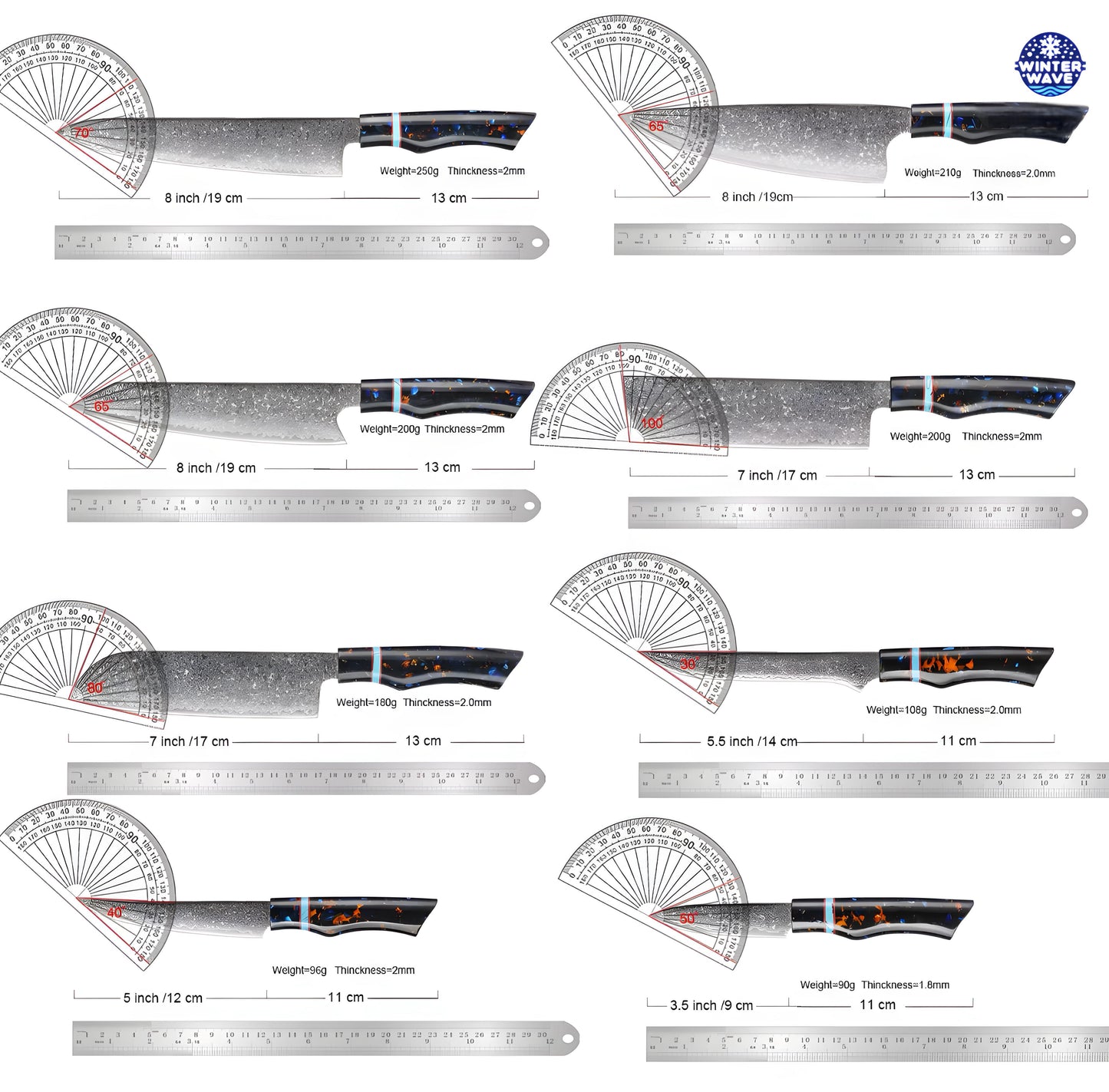 Damascus Knives 8 PCS