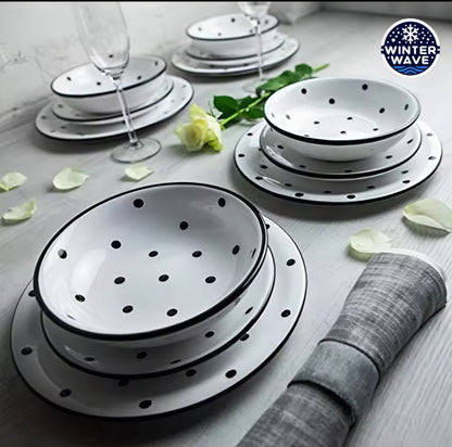 Handmade Polka Dot Ceramic Plates 12 PCS