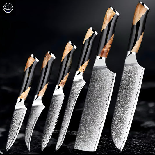 Damascus Stainless Steel Knives 7 PCS