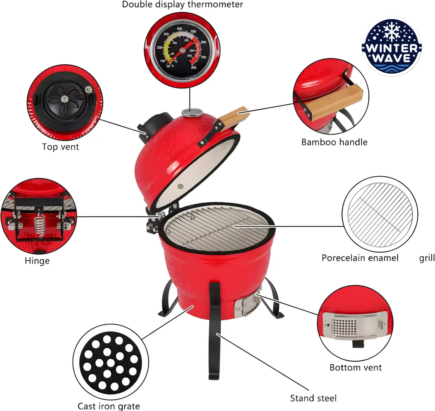 Kamado Grill 13 Inch