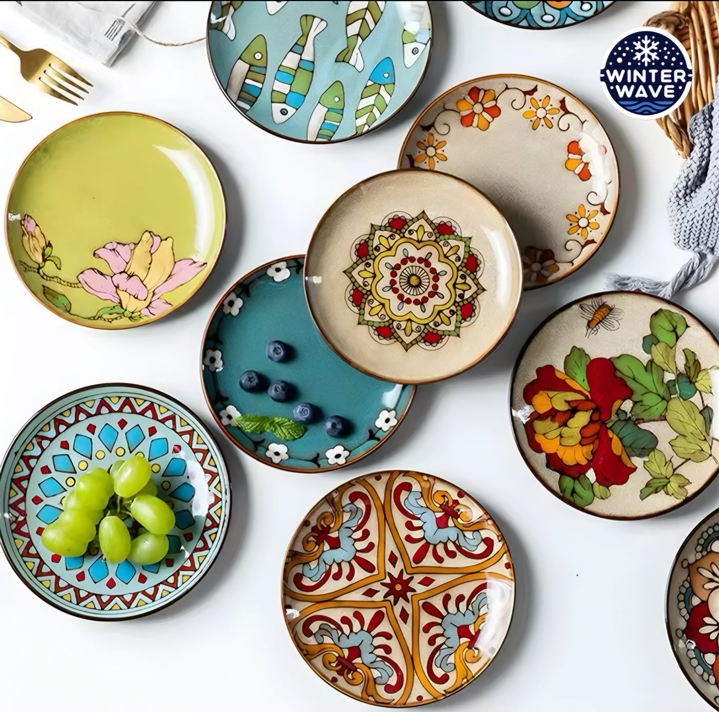 Hand Painted Ceramic Plates 6 PCS