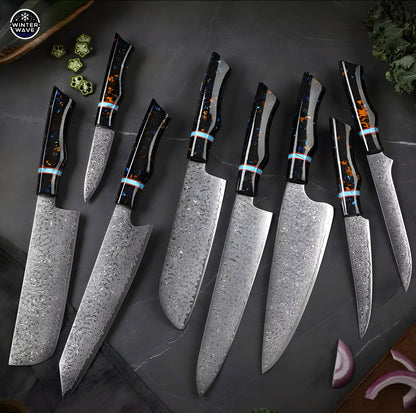 Damascus Knives 8 PCS