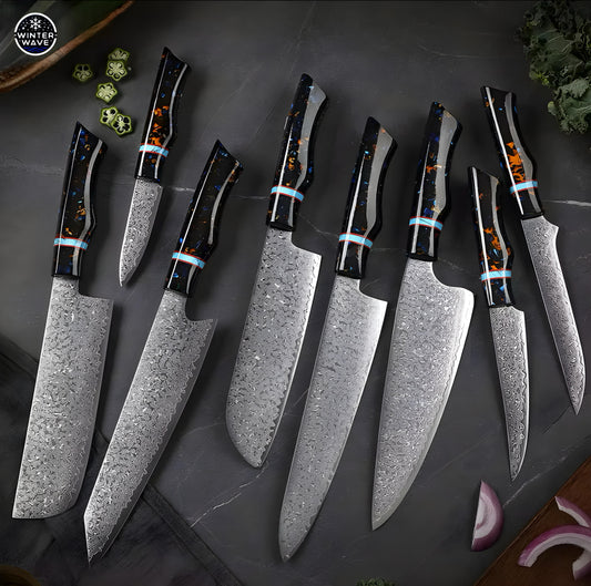 Damascus Knives 8 PCS