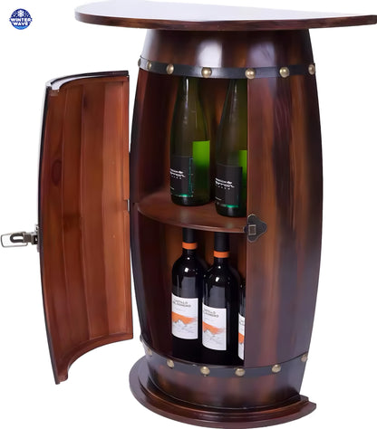 Oak Barrel Cabinet Table