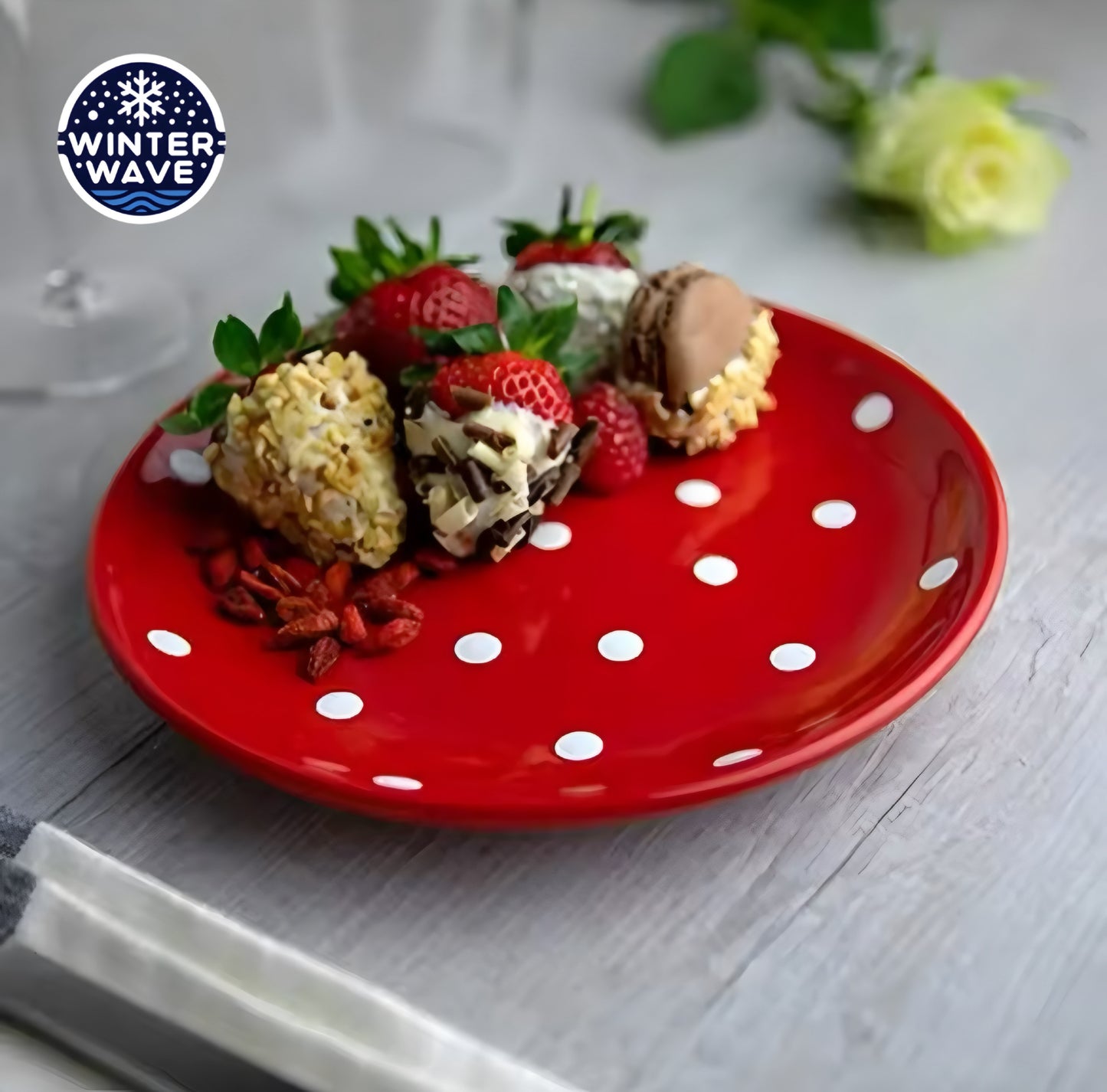 Handmade Polka Dot Ceramic Plates 12 PCS
