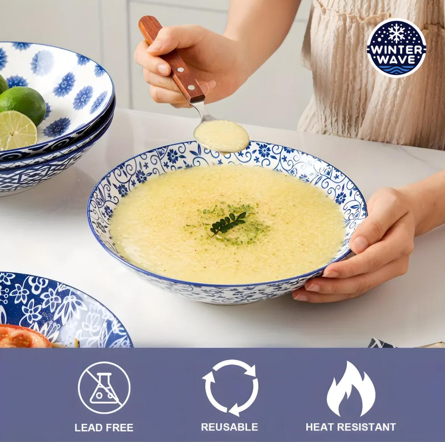 Wide Ceramic Bowls 6 PCS