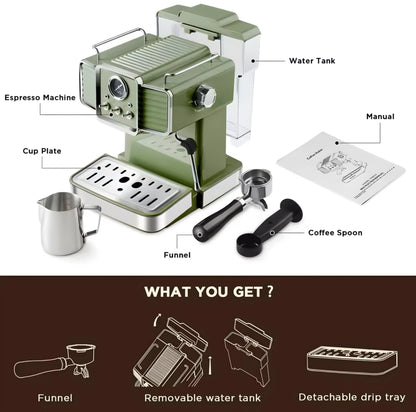 Italian Style Espresso Coffee Machine Milk Frother
